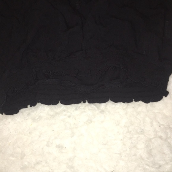 Off the Shoulder Lace Up Top w/ Embroidered Flower - Picture 3 of 4